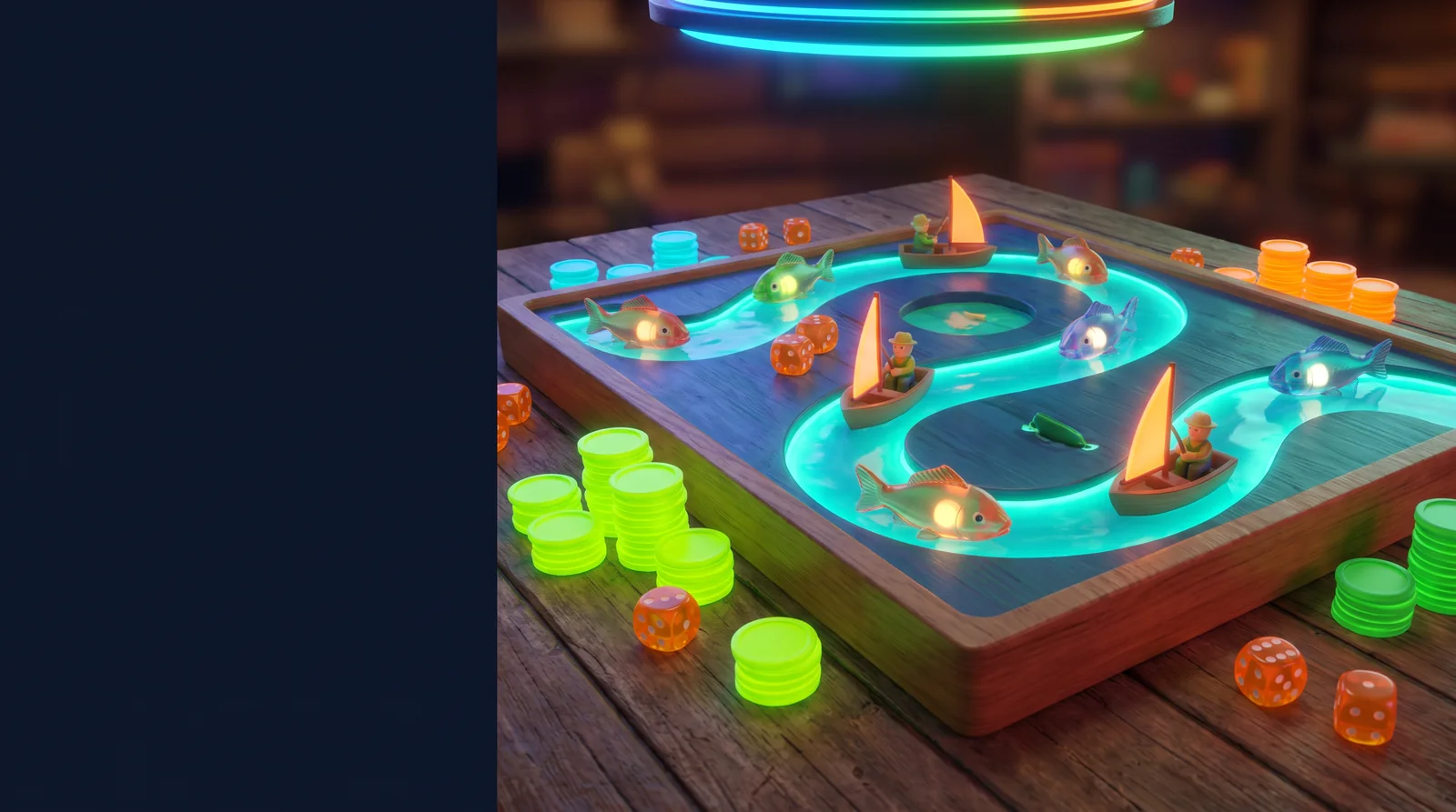 Fictional neon river board game