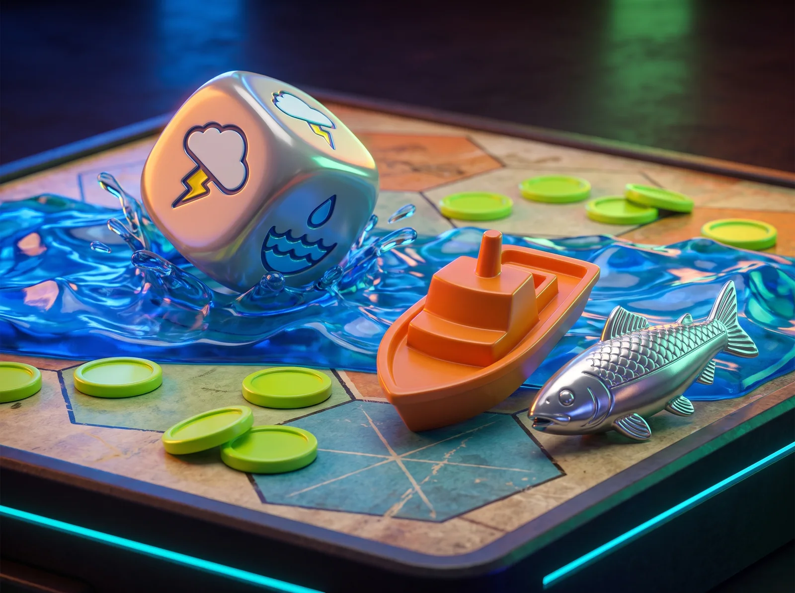 Fictional tabletop storm die